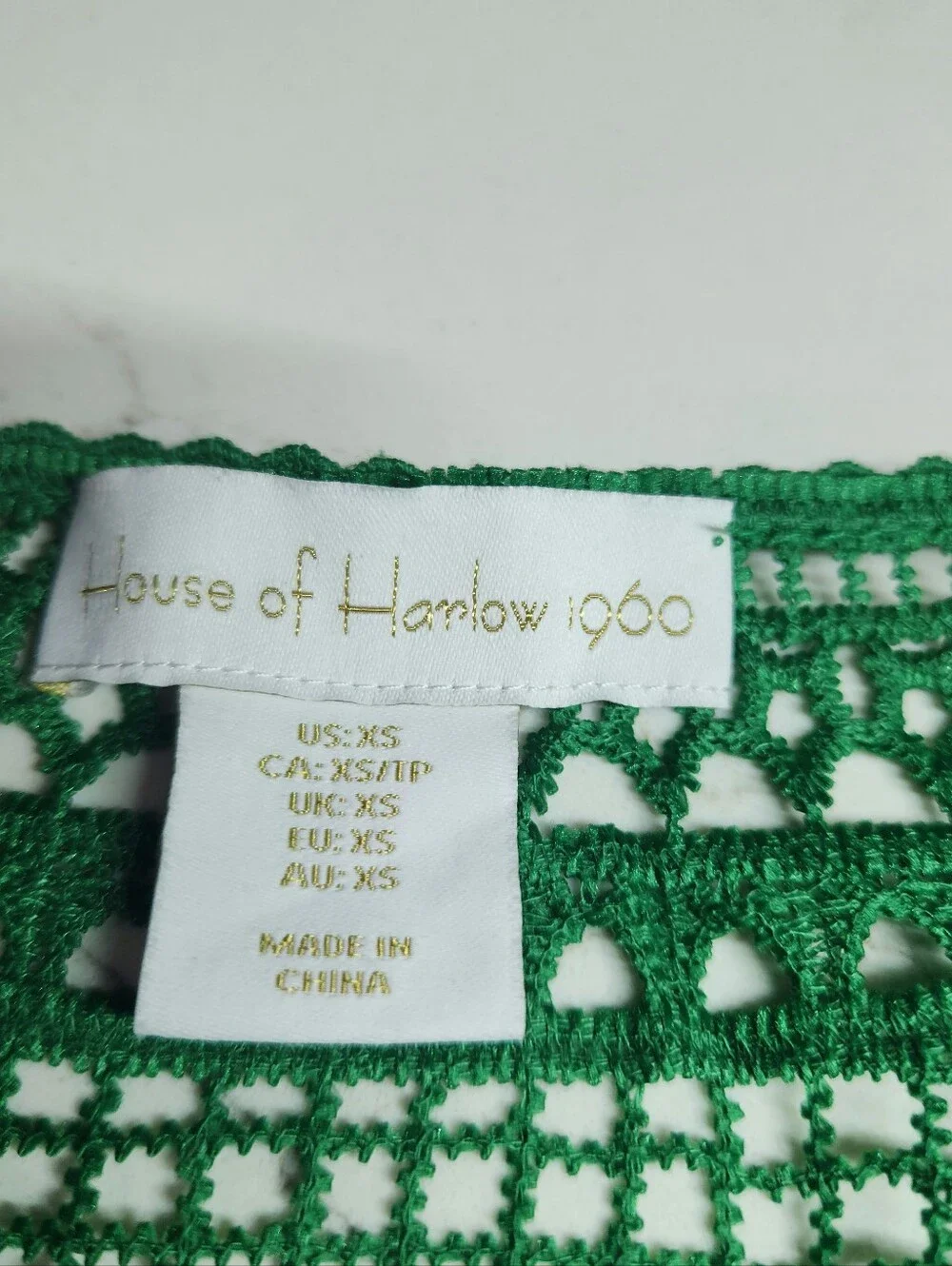 House of Harlow 1960 Morada Boa Green Guipure Lace Maxi Coverup Dress Size XS